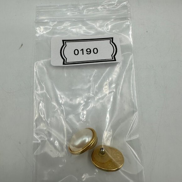 Womens Post Oval Earrings Jewelry Faux White Pearl Bead Gold Tone Costume Fashio - Picture 7 of 7